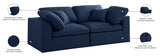 Serene Blue Linen Textured Deluxe Modular Down Filled Cloud-Like Comfort Overstuffed 80 Loveseat from Meridian - Luna Furniture