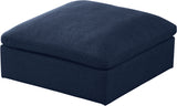 Serene Blue Linen Textured Deluxe Modular Down Filled Cloud-Like Comfort Overstuffed Ottoman from Meridian - Luna Furniture