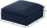 Serene Blue Linen Textured Deluxe Modular Down Filled Cloud-Like Comfort Overstuffed Ottoman from Meridian - Luna Furniture