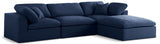 Serene Blue Linen Textured Deluxe Modular Down Filled Cloud-Like Comfort Overstuffed Reversible Sectional from Meridian - Luna Furniture