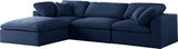 Serene Blue Linen Textured Deluxe Modular Down Filled Cloud-Like Comfort Overstuffed Reversible Sectional from Meridian - Luna Furniture