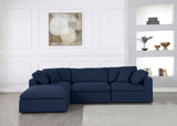 Serene Blue Linen Textured Deluxe Modular Down Filled Cloud-Like Comfort Overstuffed Reversible Sectional from Meridian - Luna Furniture