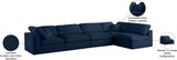 Serene Blue Linen Textured Deluxe Modular Down Filled Cloud-Like Comfort Overstuffed Sectional from Meridian - Luna Furniture