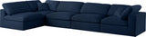 Serene Blue Linen Textured Deluxe Modular Down Filled Cloud-Like Comfort Overstuffed Sectional from Meridian - Luna Furniture