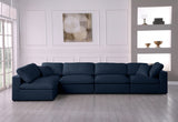 Serene Blue Linen Textured Deluxe Modular Down Filled Cloud-Like Comfort Overstuffed Sectional from Meridian - Luna Furniture