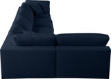 Serene Blue Linen Textured Deluxe Modular Down Filled Cloud-Like Comfort Overstuffed Sectional from Meridian - Luna Furniture