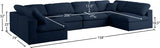 Serene Blue Linen Textured Deluxe Modular Down Filled Cloud-Like Comfort Overstuffed Sectional from Meridian - Luna Furniture