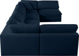 Serene Blue Linen Textured Deluxe Modular Down Filled Cloud-Like Comfort Overstuffed Sectional from Meridian - Luna Furniture