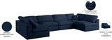 Serene Blue Linen Textured Deluxe Modular Down Filled Cloud-Like Comfort Overstuffed Sectional from Meridian - Luna Furniture