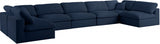 Serene Blue Linen Textured Deluxe Modular Down Filled Cloud-Like Comfort Overstuffed Sectional from Meridian - Luna Furniture