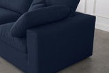 Serene Blue Linen Textured Deluxe Modular Down Filled Cloud-Like Comfort Overstuffed Sectional from Meridian - Luna Furniture