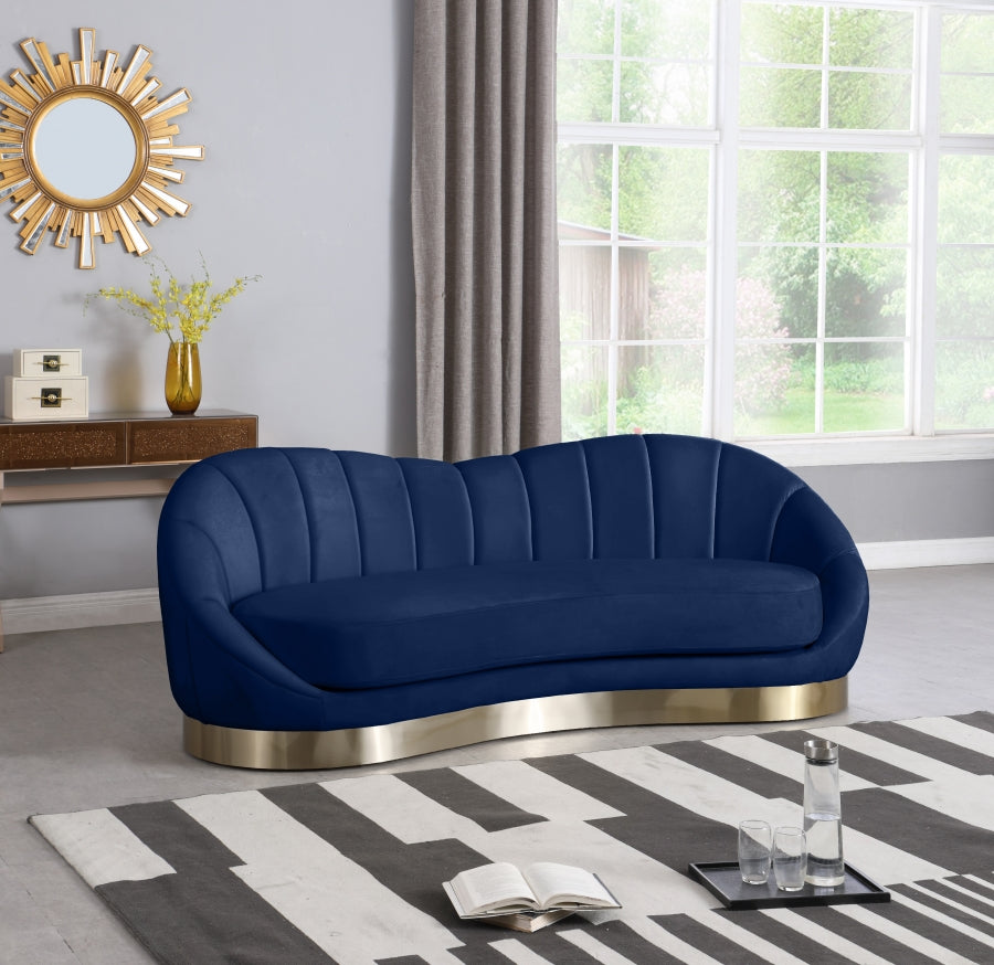 Shelly Blue Velvet Sofa from Meridian - Luna Furniture