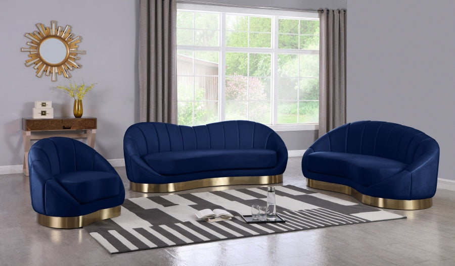 Shelly Blue Velvet Sofa from Meridian - Luna Furniture