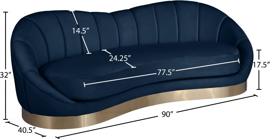 Shelly Blue Velvet Sofa from Meridian - Luna Furniture