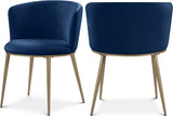 Skylar Blue Velvet Dining Chair, Set of 2 from Meridian - Luna Furniture