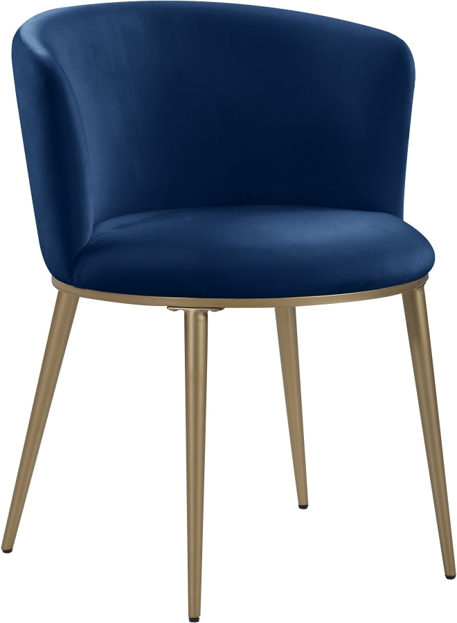 Skylar Blue Velvet Dining Chair, Set of 2 from Meridian - Luna Furniture