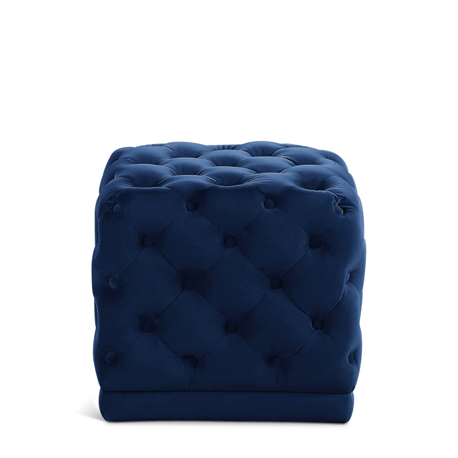 Stella Blue Velvet Ottoman | Stool from Meridian - Luna Furniture