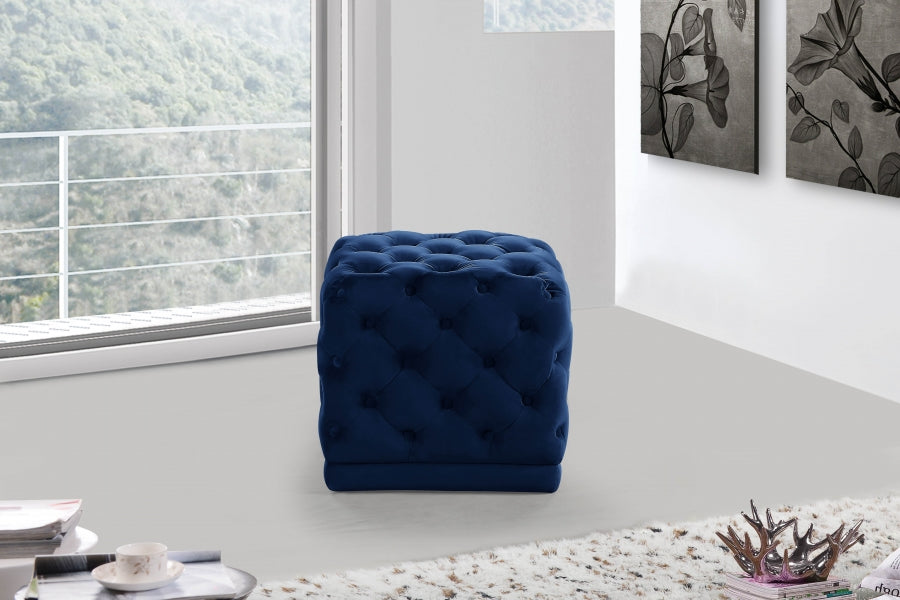 Stella Blue Velvet Ottoman | Stool from Meridian - Luna Furniture