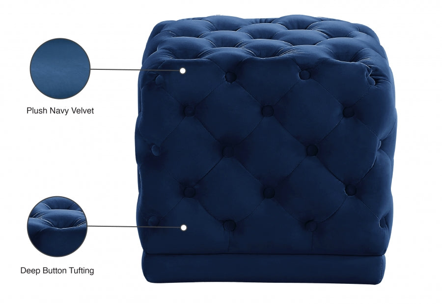 Stella Blue Velvet Ottoman | Stool from Meridian - Luna Furniture