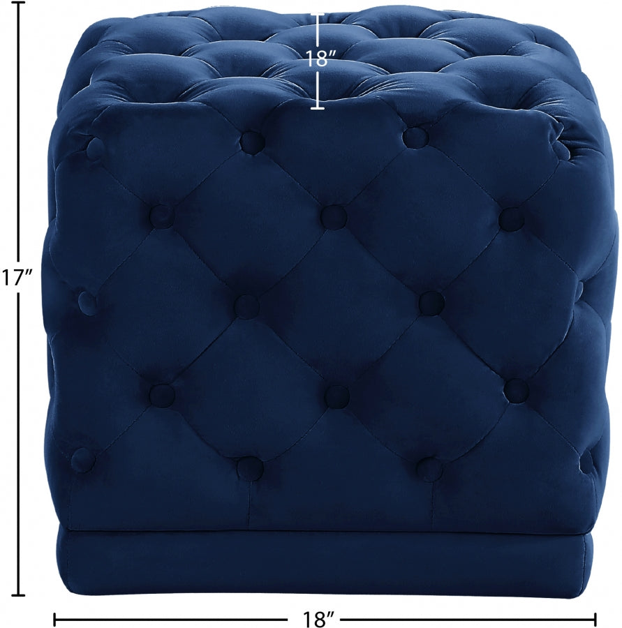 Stella Blue Velvet Ottoman | Stool from Meridian - Luna Furniture