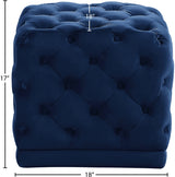 Stella Blue Velvet Ottoman | Stool from Meridian - Luna Furniture