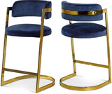 Stephanie Blue Velvet Counter Stool, Set of 2 from Meridian - Luna Furniture