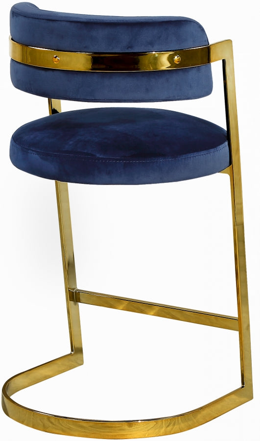 Stephanie Blue Velvet Counter Stool, Set of 2 from Meridian - Luna Furniture