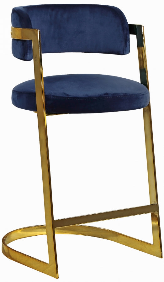 Stephanie Blue Velvet Counter Stool, Set of 2 from Meridian - Luna Furniture