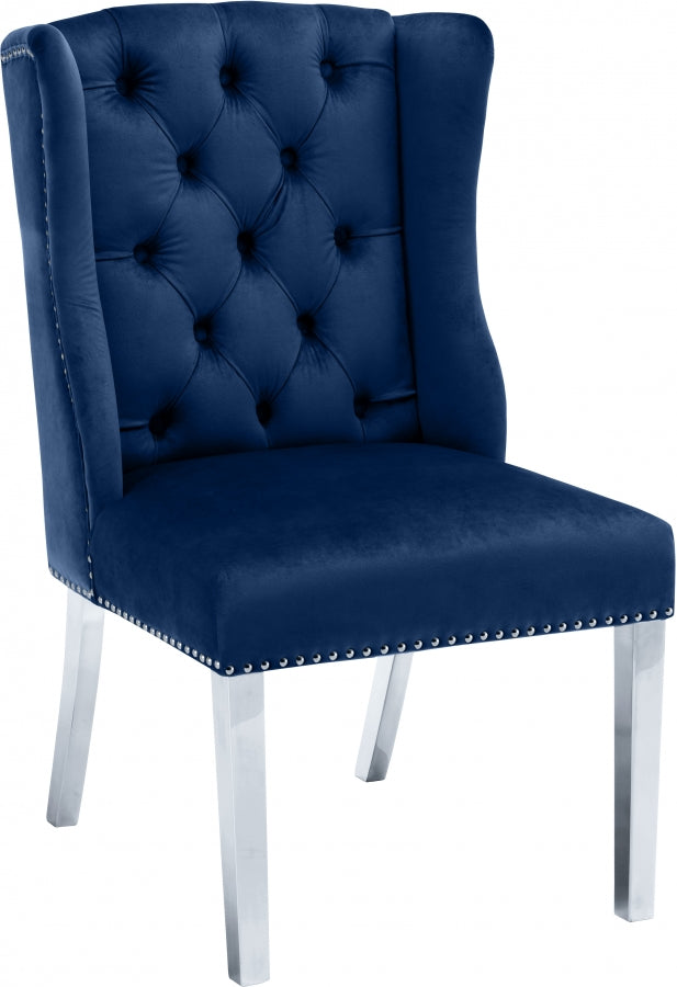 Suri Blue Velvet Dining Chair, Set of 2 from Meridian - Luna Furniture