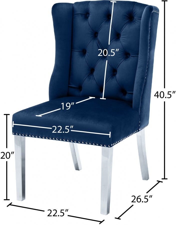 Suri Blue Velvet Dining Chair, Set of 2 from Meridian - Luna Furniture