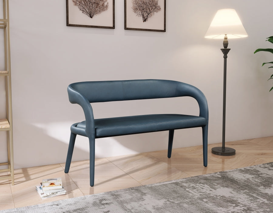 Sylvester Blue Faux Leather Bench from Meridian - Luna Furniture