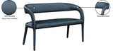 Sylvester Blue Faux Leather Bench from Meridian - Luna Furniture