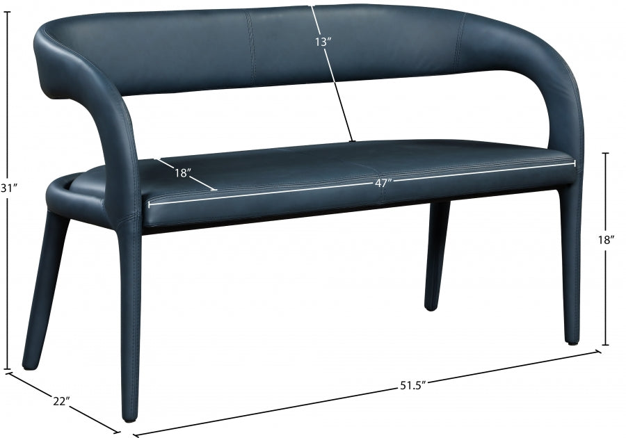 Sylvester Blue Faux Leather Bench from Meridian - Luna Furniture