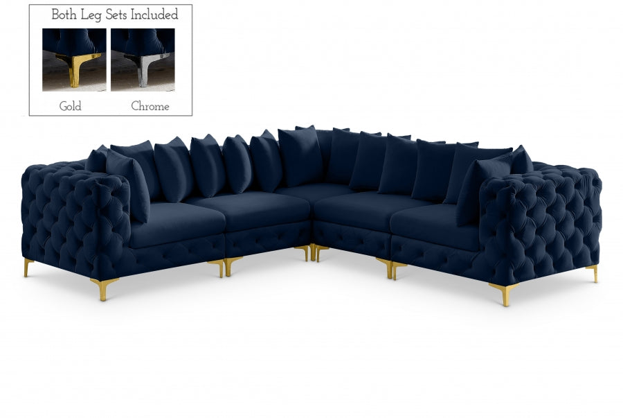 Tremblay Blue Velvet Modular Sectional from Meridian - Luna Furniture