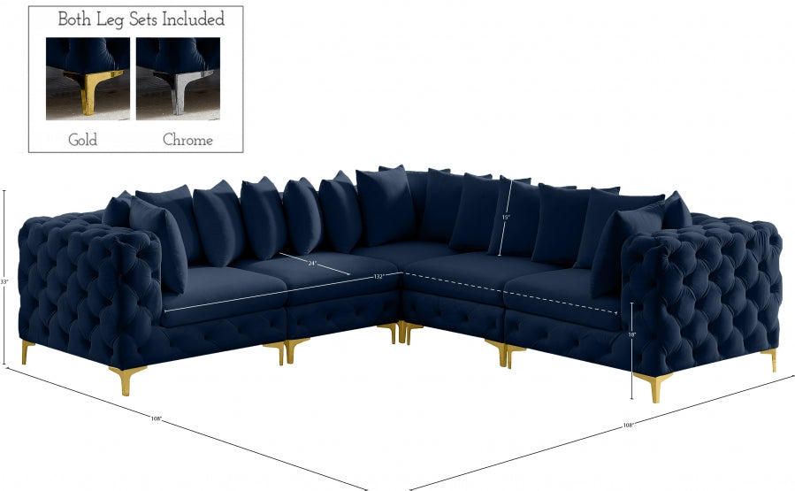 Tremblay Blue Velvet Modular Sectional from Meridian - Luna Furniture