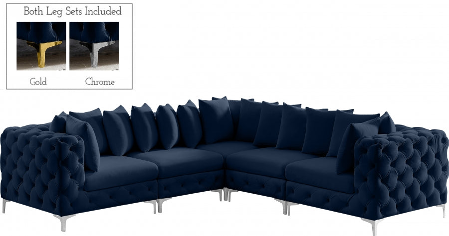 Tremblay Blue Velvet Modular Sectional from Meridian - Luna Furniture