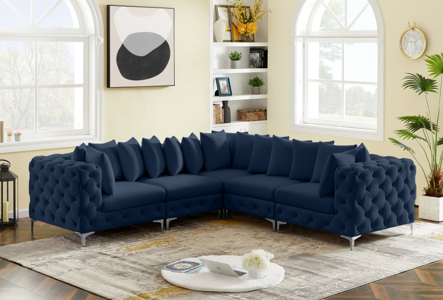 Tremblay Blue Velvet Modular Sectional from Meridian - Luna Furniture