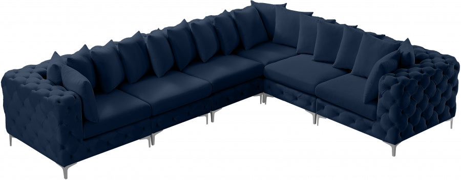 Tremblay Blue Velvet Modular Sectional from Meridian - Luna Furniture