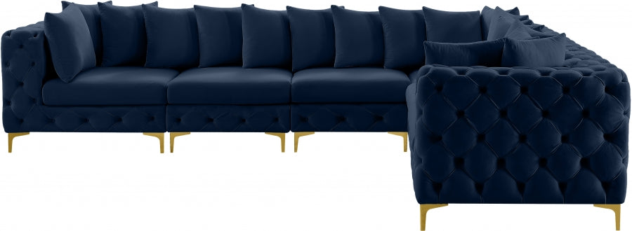 Tremblay Blue Velvet Modular Sectional from Meridian - Luna Furniture