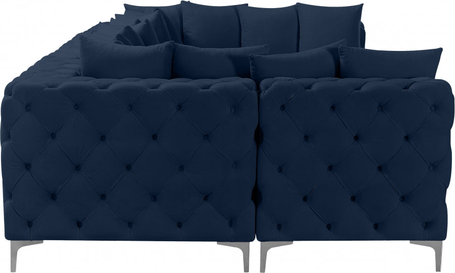 Tremblay Blue Velvet Modular Sectional from Meridian - Luna Furniture