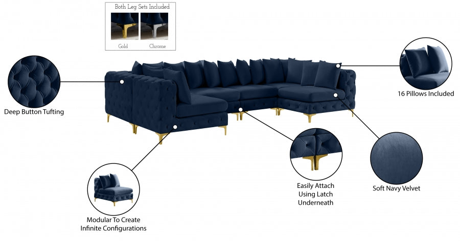 Tremblay Blue Velvet Modular Sectional from Meridian - Luna Furniture