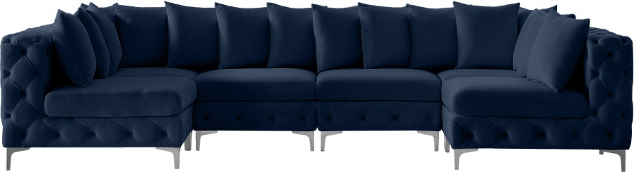 Tremblay Blue Velvet Modular Sectional from Meridian - Luna Furniture