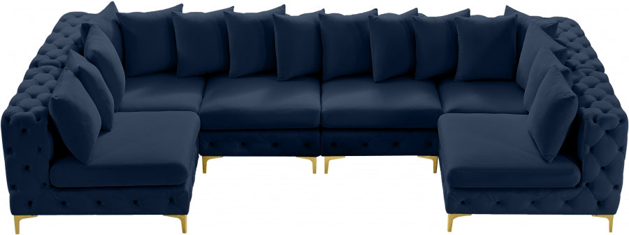 Tremblay Blue Velvet Modular Sectional from Meridian - Luna Furniture