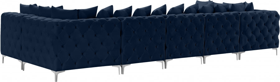 Tremblay Blue Velvet Modular Sectional from Meridian - Luna Furniture