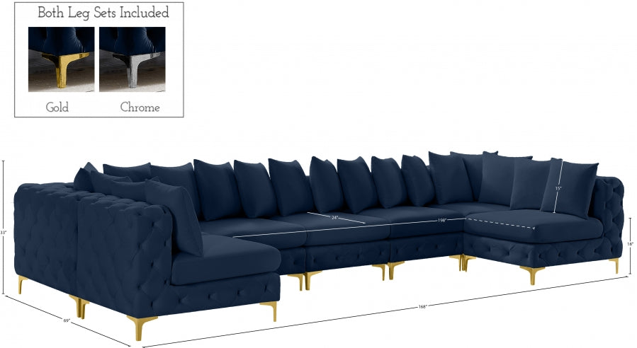 Tremblay Blue Velvet Modular Sectional from Meridian - Luna Furniture