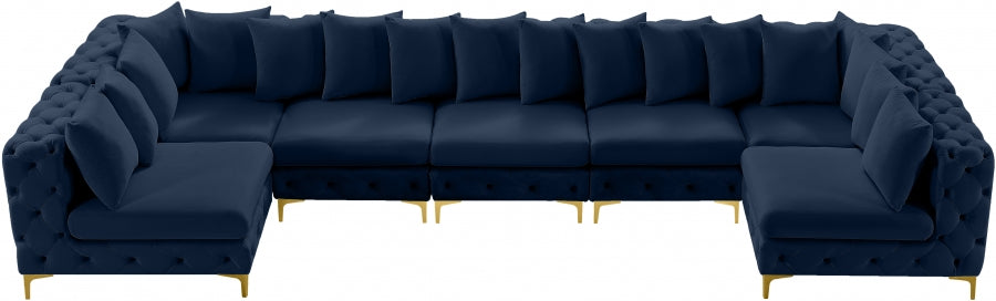 Tremblay Blue Velvet Modular Sectional from Meridian - Luna Furniture