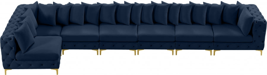 Tremblay Blue Velvet Modular Sectional from Meridian - Luna Furniture