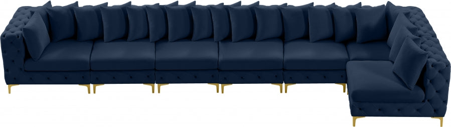 Tremblay Blue Velvet Modular Sectional from Meridian - Luna Furniture