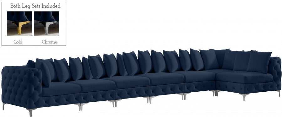 Tremblay Blue Velvet Modular Sectional from Meridian - Luna Furniture