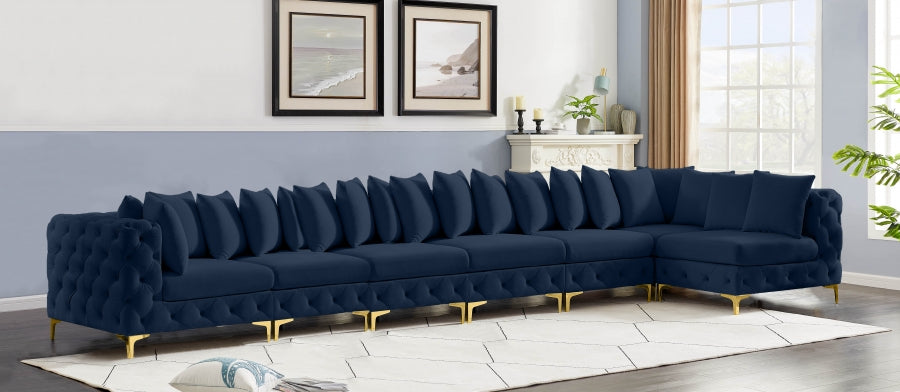 Tremblay Blue Velvet Modular Sectional from Meridian - Luna Furniture